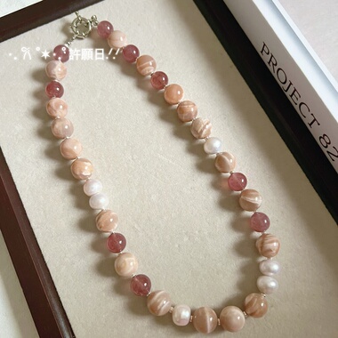 天然巴洛克油画晶石混搭项链