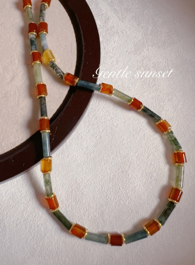 原创设计天然玛瑙复古锁骨女项链