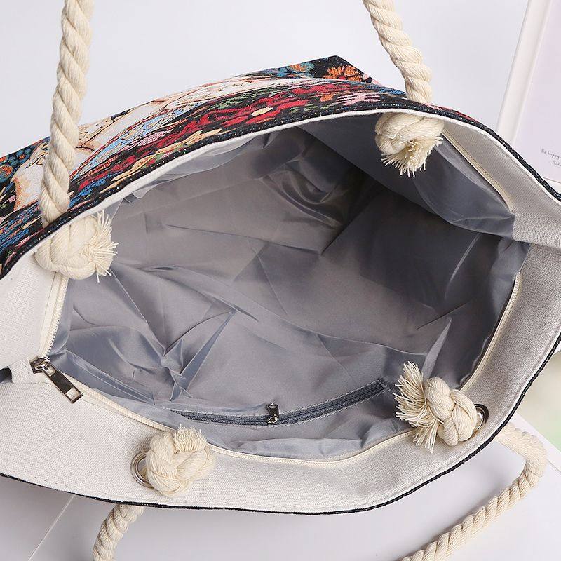 西双版纳带字民族风黑花大象双面提花绣加金丝帆布拉链手提单肩包,淘宝优惠券,粉丝福利购,淘宝优惠卷