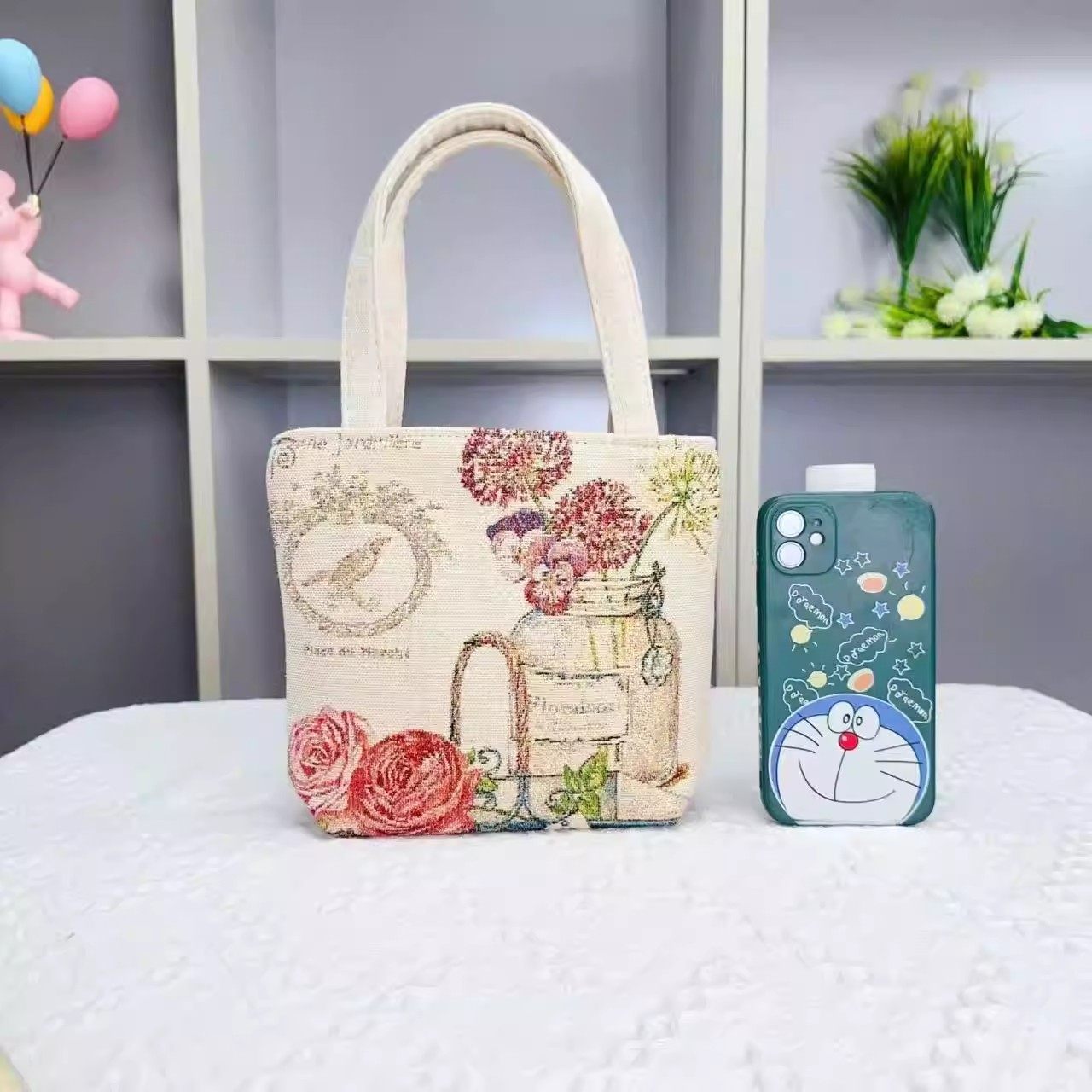 时尚双面金丝刺绣帆布包大容量单肩包手提包精致时尚小手拎包便携,淘宝优惠券,粉丝福利购,淘宝优惠卷