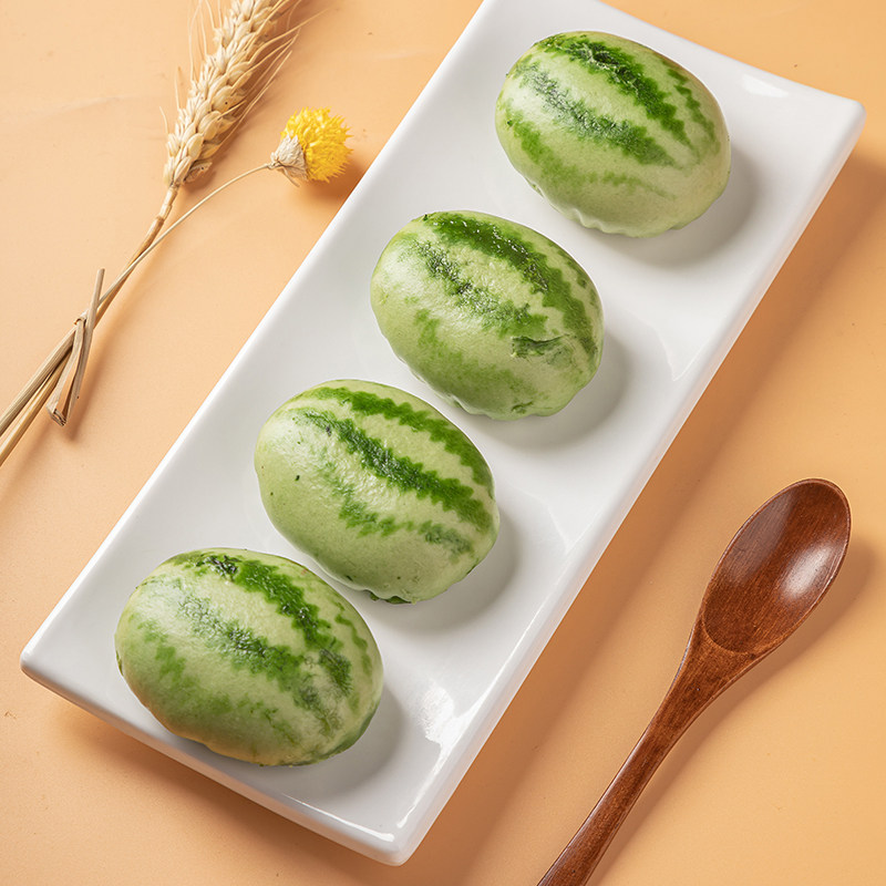 西瓜包300g抹香红豆西瓜包子早餐点心甜点酒店半成品儿童卡通包点,淘宝优惠券,粉丝福利购,淘宝优惠卷