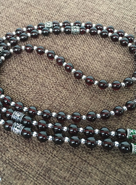 天然石榴石纯银水晶佛牌链可定制