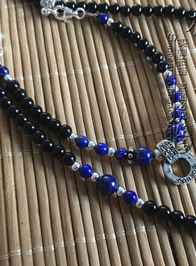 黑玛瑙水晶纯银泰国佛牌双层挂链