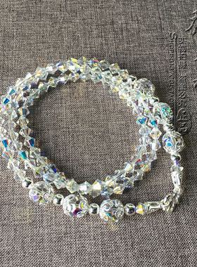 水晶超闪毫米纯银毛衣项链