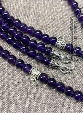 天然紫水晶纯银泰国佛牌双层挂链
