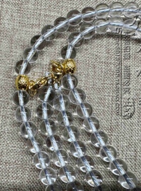 天然白水晶双层不对称款毛衣唐卡项链金色五挂泰国佛牌挂链可定制