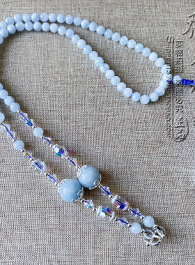 海蓝宝水晶唐卡项链超闪银色泰国佛牌毛衣挂链可订做其他款式