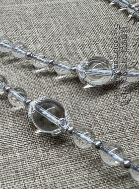 天然白水晶珍珠毛衣唐卡项链S925纯银配件泰国佛牌挂链可订做款式