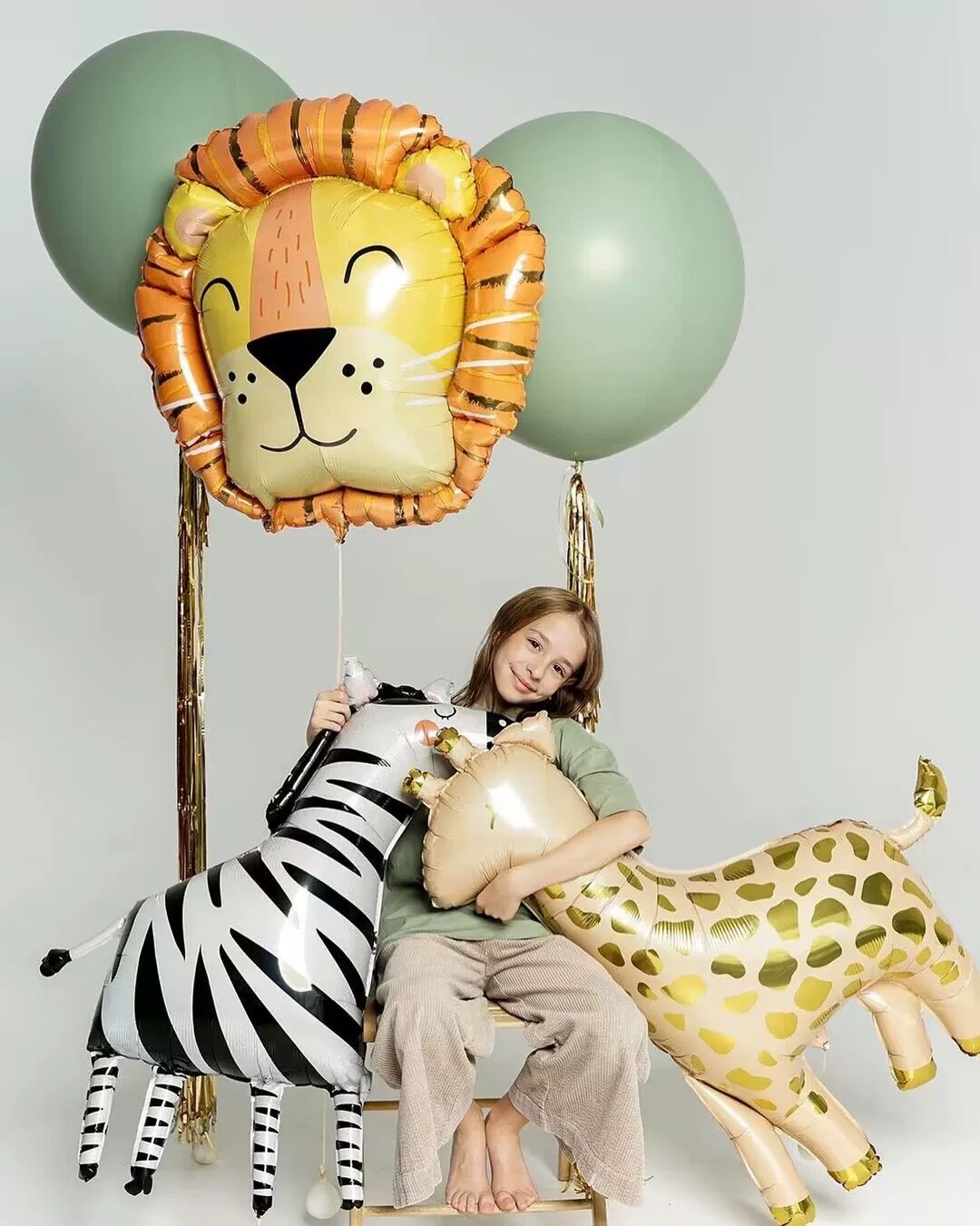 动物主题铝膜气球宝生日装扮儿童节庆用品拍照道具飘空氦气球礼物 - 图0