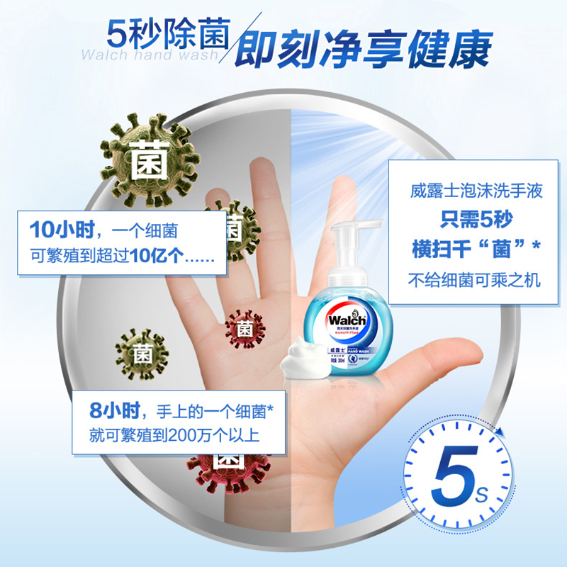 威莱官方旗舰店威露士抑菌泡沫洗手液呵护滋润清洁含套装加免水洗手环保补充套装1