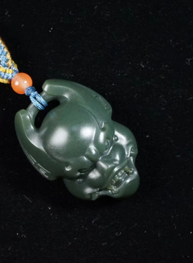 【仿古兽面】和田玉雕件/精工雕刻/吊坠