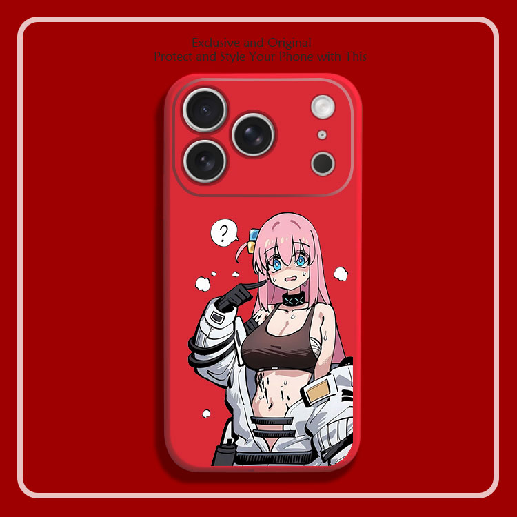 孤独摇滚后藤独动漫周边8色液态硅胶12手机壳11适用14MAX苹果15 16 17 PRO红米K70一加VIVO小米13挂绳IQOO1 - 图0