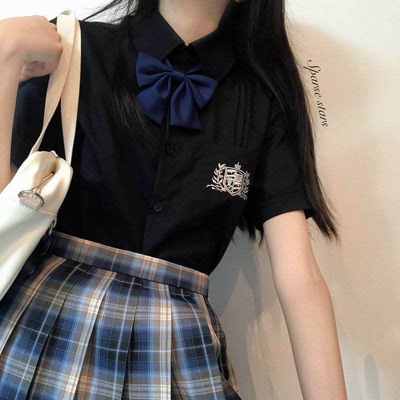 猫之物语原创JK制服衬衫长短袖日系风琴褶黑白色大码女衬衣不透新,淘宝优惠券,粉丝福利购,淘宝优惠卷