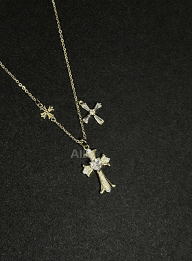闪钻十字架项链小众精致高级气质颈链