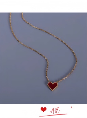 镀K金法式爱心项链女轻奢小众锁骨链七夕情人节礼物送女友