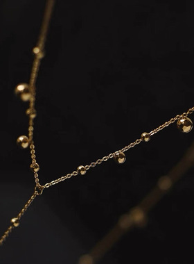 铜合金项链金色圆球流苏项链女款轻奢小众设计高级感