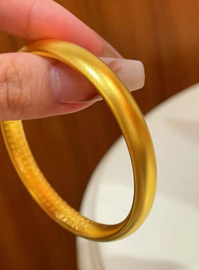 镀K金古法传承手镯女色六字镯子磨砂心经手环款