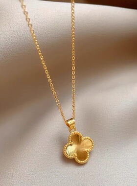 铜合金轻奢高级感四叶草锁骨链女款简约时尚精致配饰