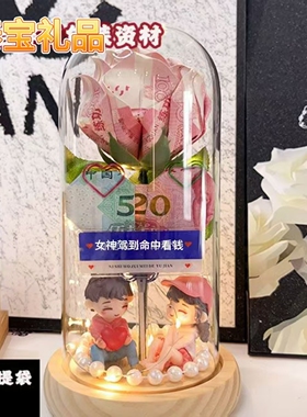 有钱花玻璃罩有钱花束材料包