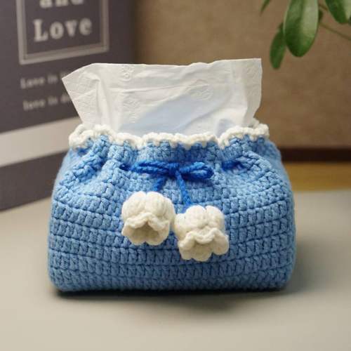 DIY铃兰花纸巾盒毛线手工材料包钩针编织自制抽纸袋家居创意礼物 - 图2