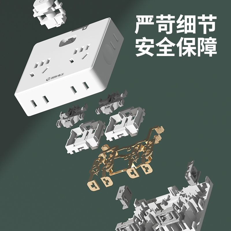 国际电工多功能魔方插座插头转换器一转多孔拓展扩展插排面板USB - 图2