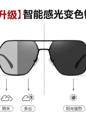 新款铝镁偏光太阳镜自动变色钓鱼开车驾驶男士日夜两用 uv400墨镜
