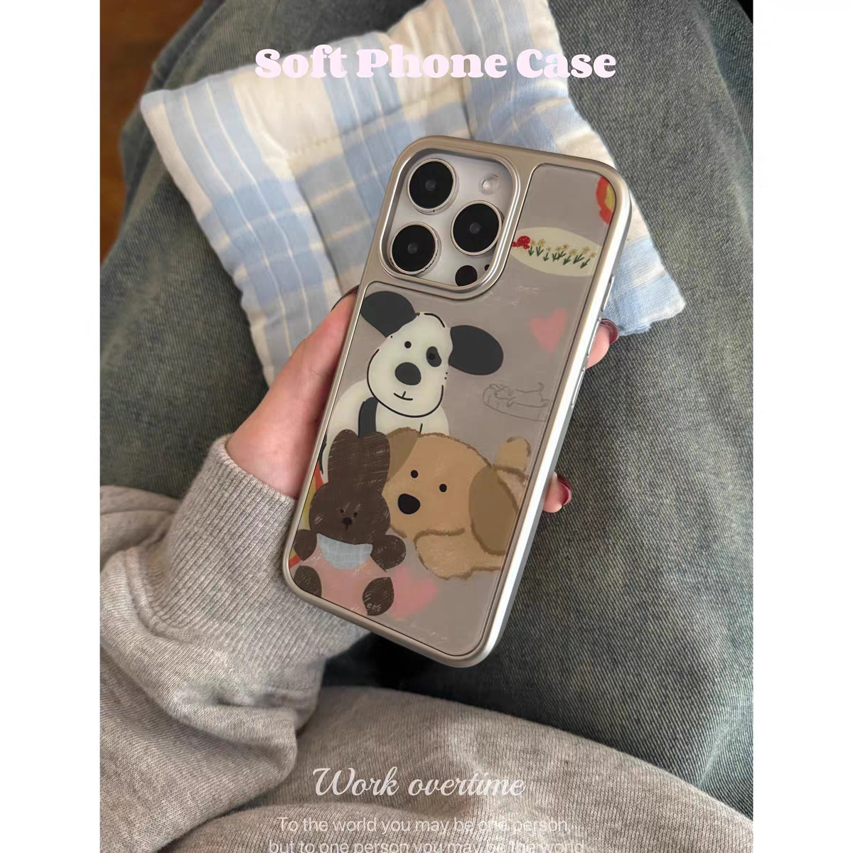 个性幸运睡前故事简约电镀银边软壳适用于苹果手机壳iPhone16promax亚克力15pro/14/13/12/11新款可爱高级感