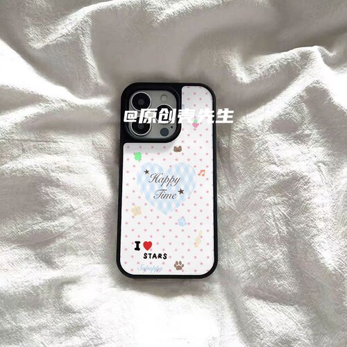 ins古早爱心波点黑边软壳磁吸适用苹果iPhone17promax手机壳1615pro小米1415Pro华为mate60p70三星S23防摔 - 图3