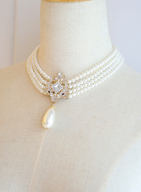 日系白色三层伴娘华丽款水滴吊坠