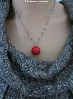 生日纯银转运珠红色吊坠项链
