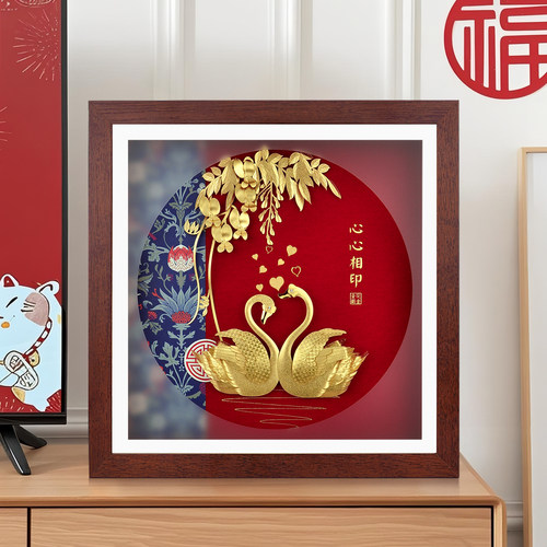 足金金箔天鹅结婚送新人礼物新娘姐姐闺蜜新婚纪念日高档实用摆件 - 图0