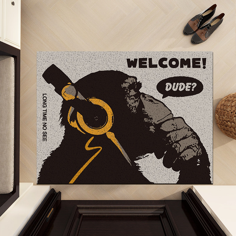 创意酷潮猩猩入户地垫脚垫可裁剪丝圈进门防滑家用玄关门厅口地毯,淘宝优惠券,粉丝福利购,淘宝优惠卷