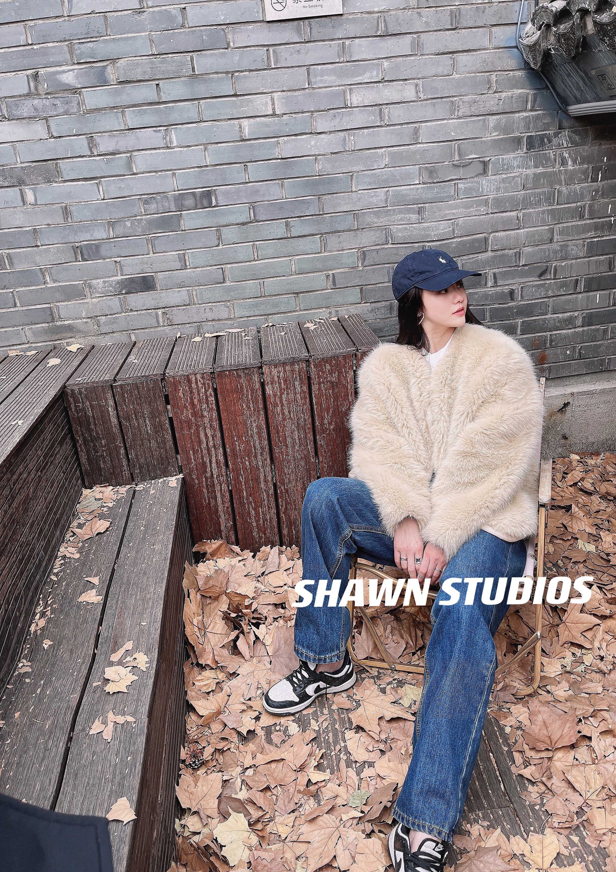 SHAWN STUDIO环保皮草外套女冬季小个子气质高级感环保毛高级感