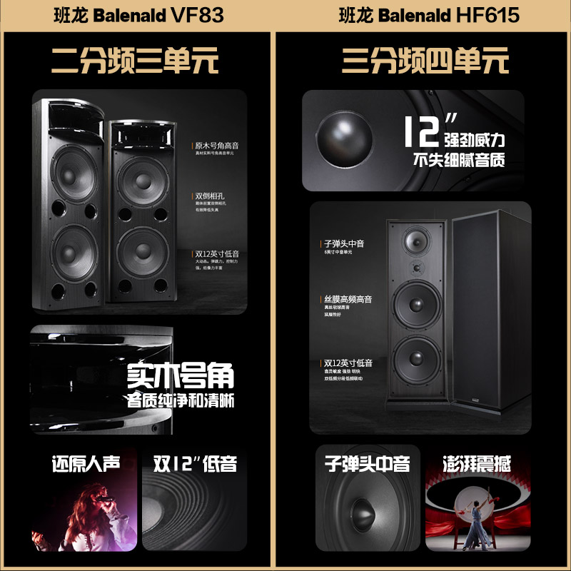 班龙615hifi音箱发烧级家用客厅高保真双12寸三分频音响落地音箱 - 图0