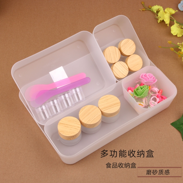 透明餐具收纳盒化妆品抽屉口红护肤品分类收纳盒子小型磨砂分隔盒-图0