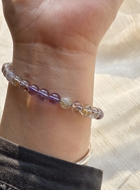 小众品牌 OG Loc 天然紫幽灵水晶串珠银扣项链 卡6珠子一物一拍