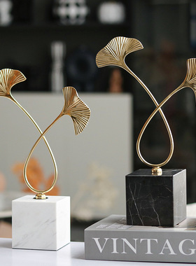 新中式轻奢摆件银杏树叶软装饰品