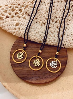 新款时尚传承古法沙金福字双喜吊