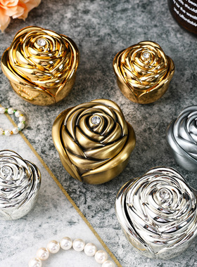 欧式金属玫瑰花苞首饰盒项链戒指