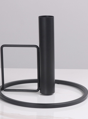 极简现代金属黑色创意孪生花插烛