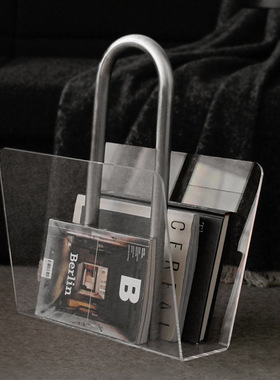 现代轻奢手提亚克力杂志书架客厅