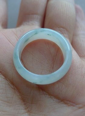 特价种老细腻飘蓝花翡翠指环 戒指 天然A货