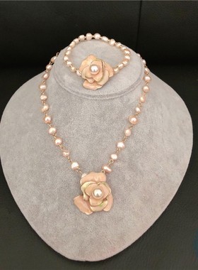 淡水珍珠花朵手链古董首饰