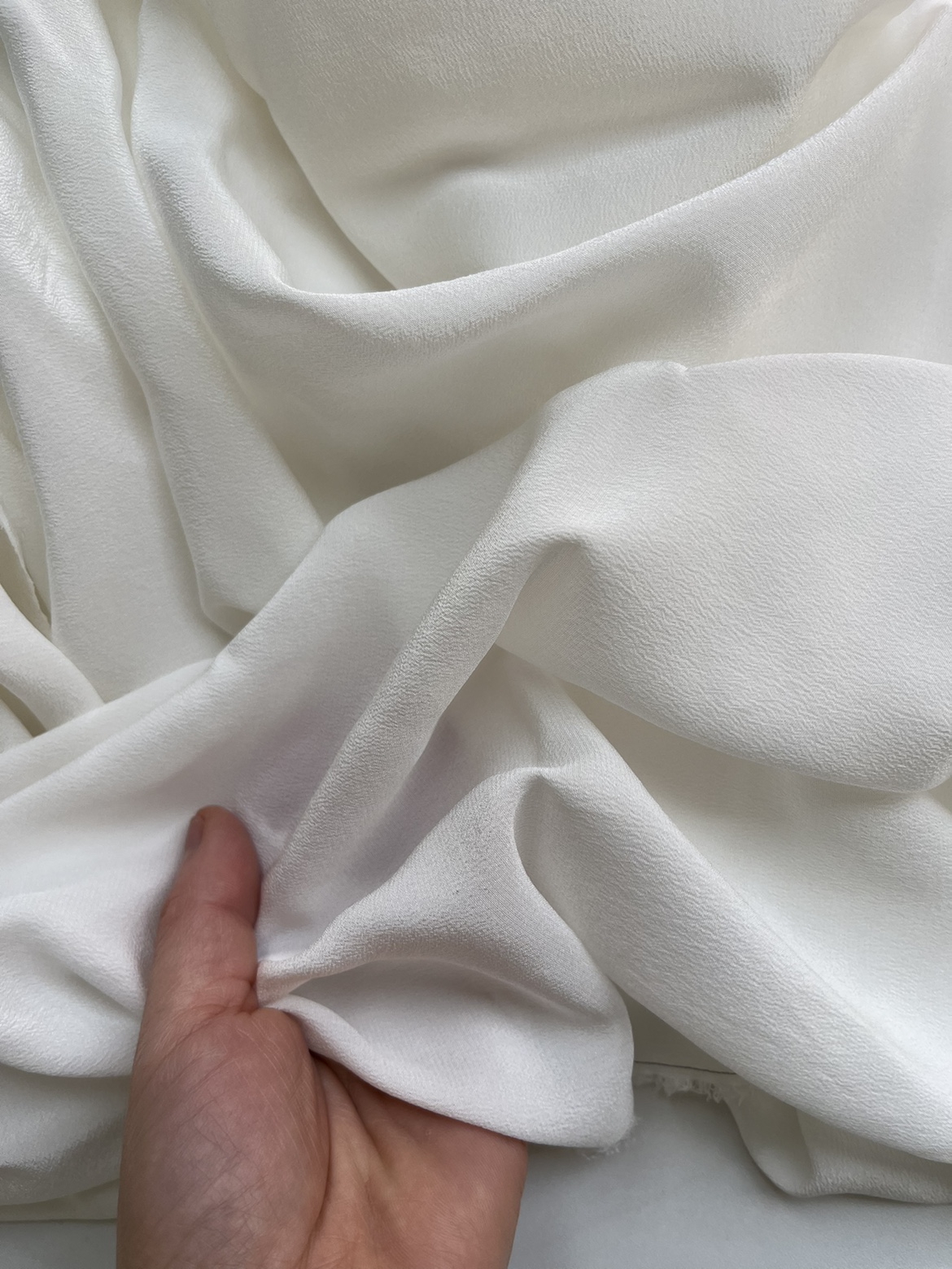 白色双绉真丝100%桑蚕丝真丝绸布料衬衫内衬面料大块布头论块卖特 - 图0
