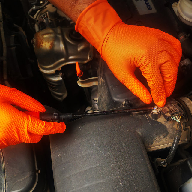 Meijiaxin diamond pattern nitrile gloves are non-slip and thickened