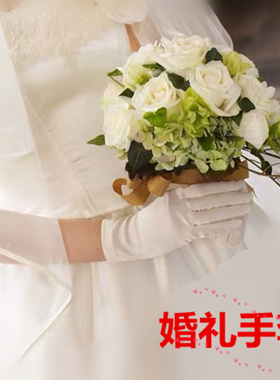 新款色丁缎丝光面宴会均码薄手套
