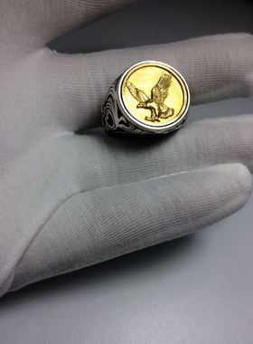 纯银来料加工镶嵌男士戒指