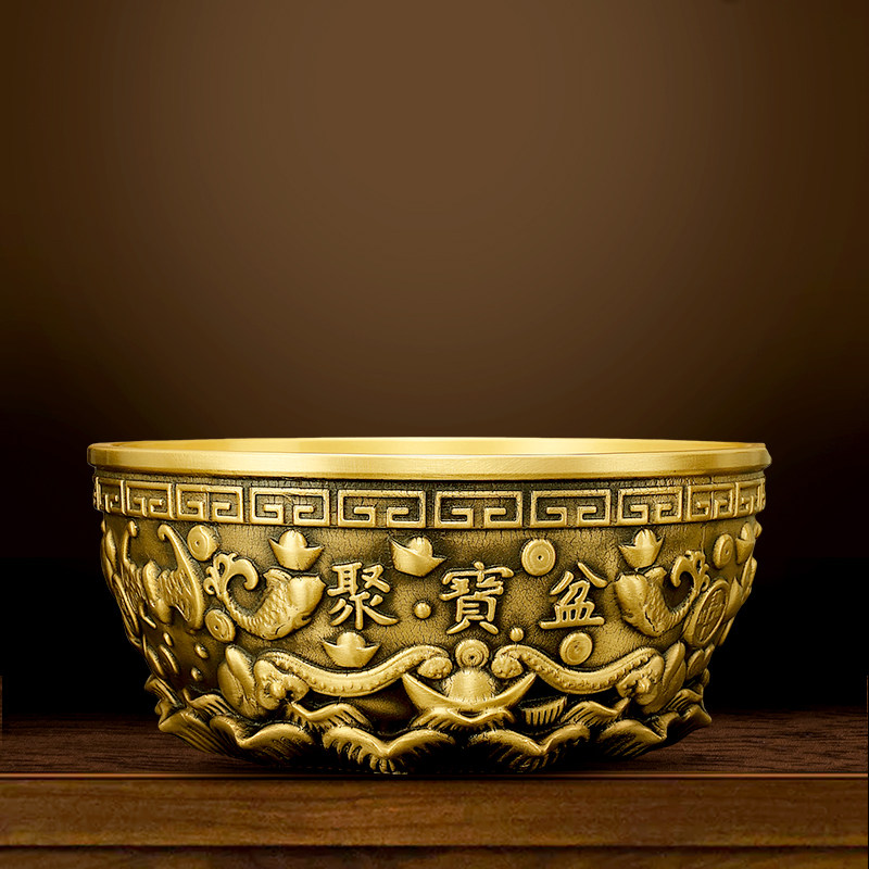 2纯精铜聚宝盆摆件铜家用客厅装饰招财聚财大号铜盆工艺品存钱罐,淘宝优惠券,粉丝福利购,淘宝优惠卷