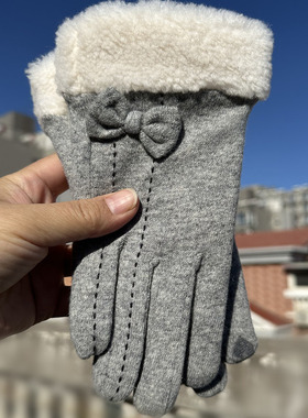 男女冬季加厚保暖麂皮绒全指手套