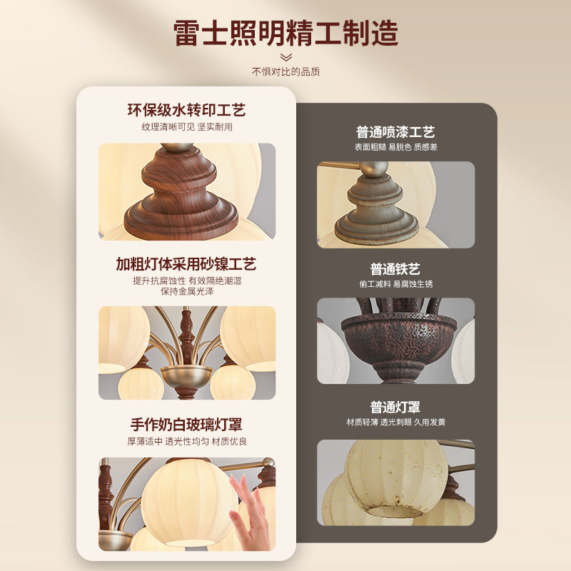 雷士照明客厅吊灯宋氏美学新款法式餐厅中古风灯具全屋套餐灯饰,淘宝优惠券,粉丝福利购,淘宝优惠卷